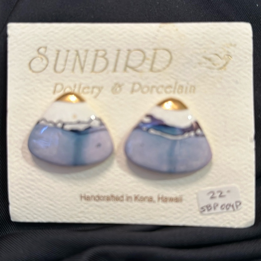 Handcrafted in Kona, Hawaii Sunbird Pottery & Porcelain Pierced Earrings